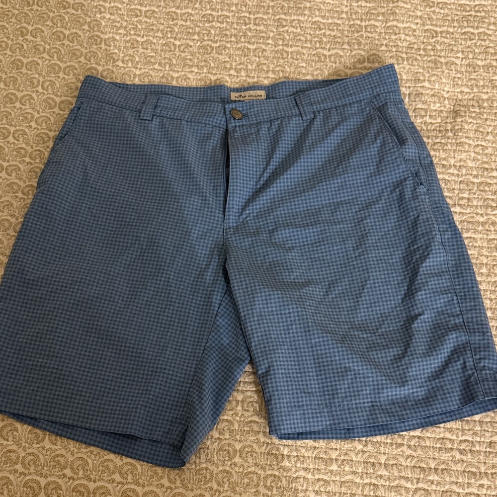 Peter Millar Blue Checkered Men's Golf Shorts